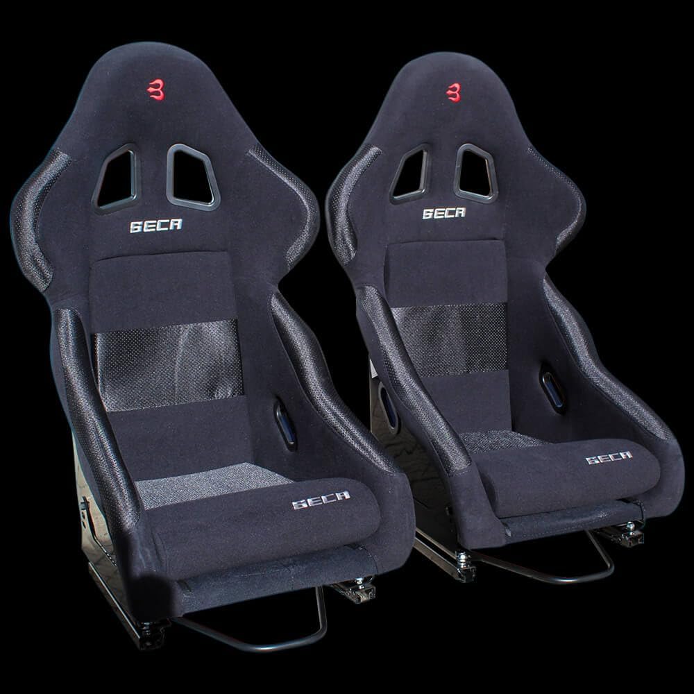 Set of Barbarian Fixed Bucket SECA Racing Seats for MX5 Mk3 (NC Chassis) Mazda, Black Felt, Track, Race, Drift
