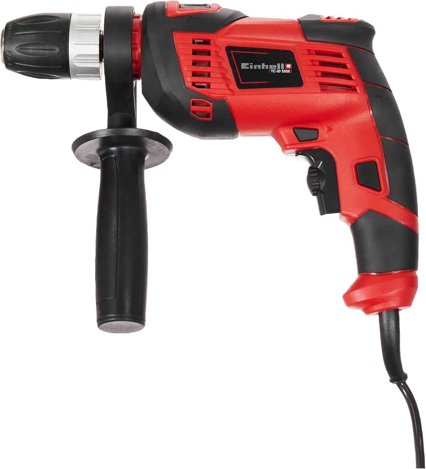 Einhell TC-ID 1000 E Impact Drill | Hammer Drill With Auxiliary Handle, Soft Grip, Speed Control | 1010W Electric Drill With Percussion Hammer Drilling Function , Red