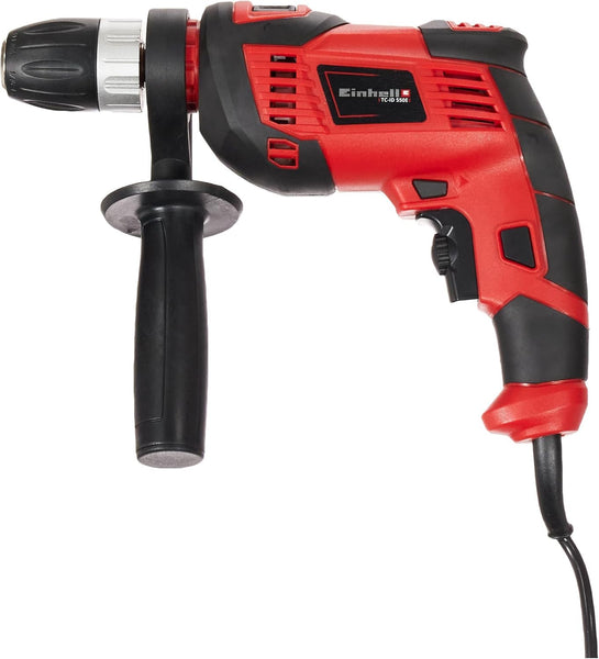 Einhell TC-ID 1000 E Impact Drill | Hammer Drill With Auxiliary Handle, Soft Grip, Speed Control | 1010W Electric Drill With Percussion Hammer Drilling Function , Red
