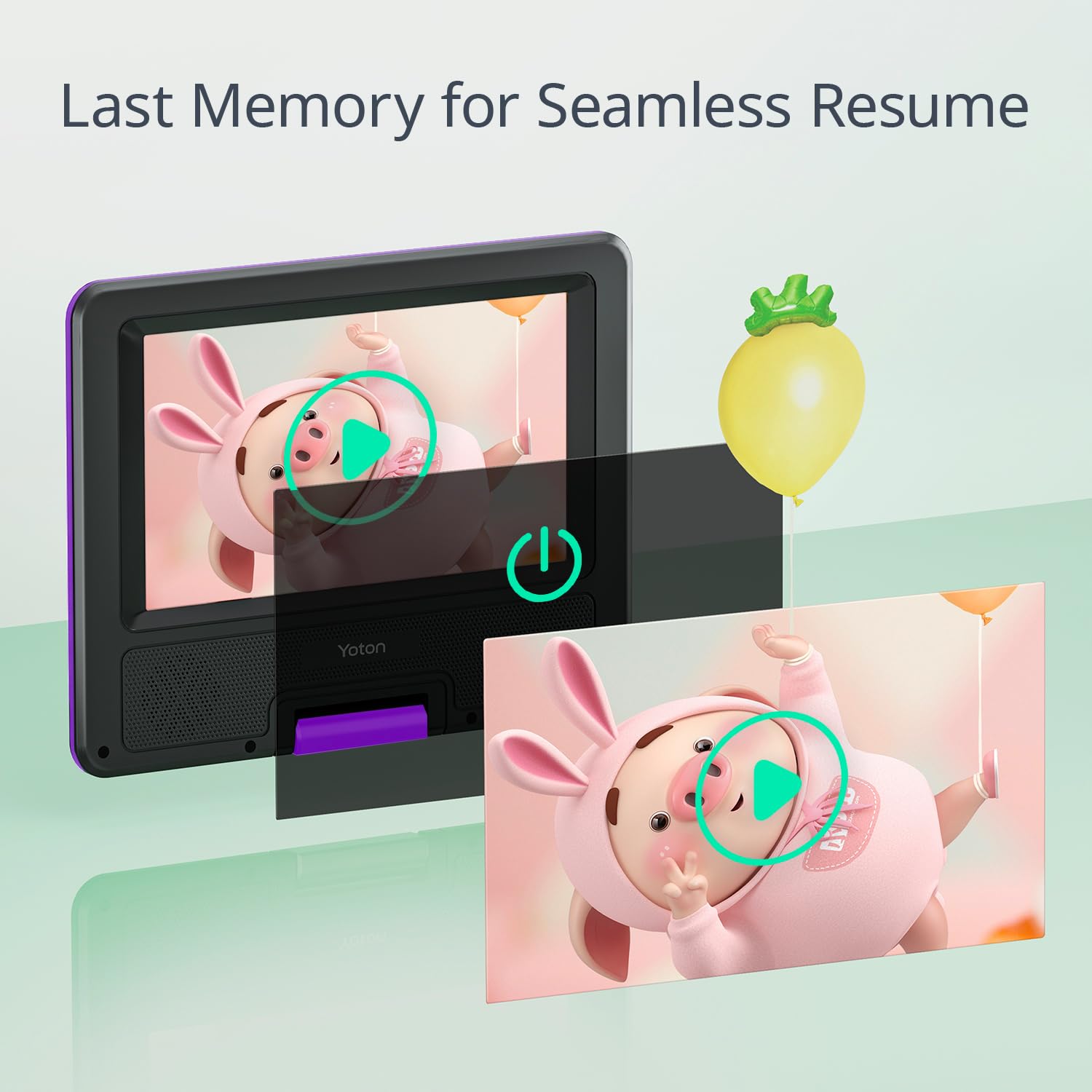 9.5" Portable DVD Player with 7.5" HD Swivel Screen for Car and Kids, 4-6 Hours Working time with Built-in Battery, Headphone/AV-IN/AV-OUT/USB/SD Card [Not Support Blu-ray]