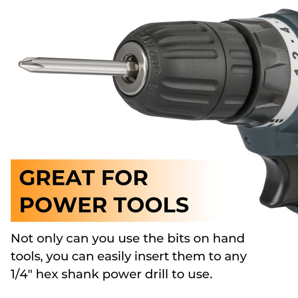 Hakkin 12PC Screwdriver Bits Set - S2 Steel, Magnetic, 3 Inch Slotted & Phillips, 1/4" Hex Shank for Power Screwdriver, Drill, Impact Driver