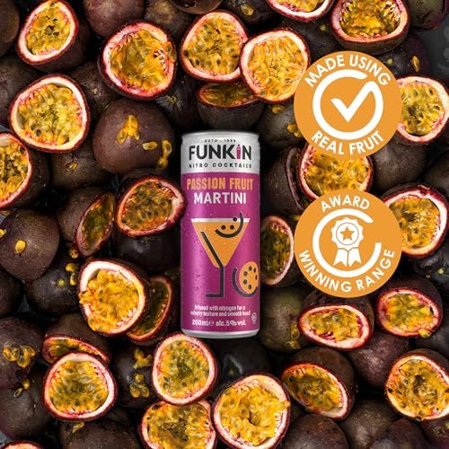Funkin Passion Fruit Martini Pre-Mixed Cocktail Cans 200 ml (Case of 12) | Premium Ready to Drink Cocktails - Bar Quality Drinks Made with Real Fruit and Nitro Infused