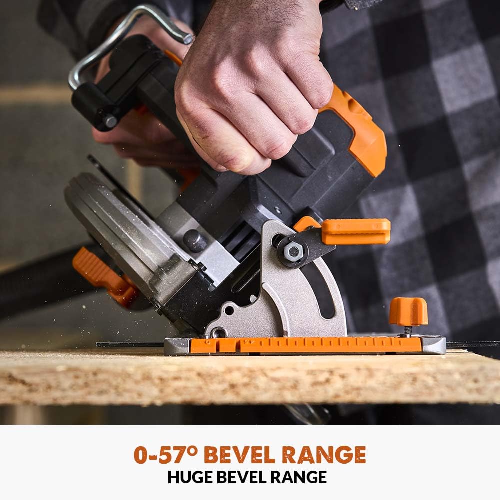Evolution Power Tools R185CCSX Circular Saw With 1020 mm 3-Piece Track | Multi-Material Blade, Cuts Wood, Metal, Plastic & More | Incl Dust Port Adapter | 185mm (230v)