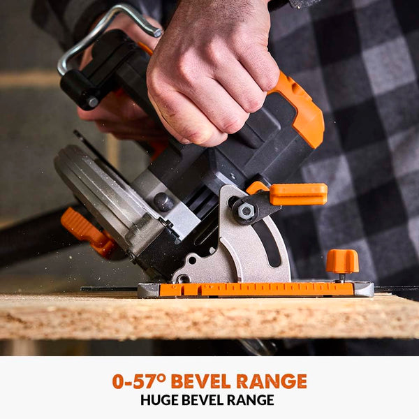 Evolution Power Tools R185CCSX Circular Saw With 1020 mm 3-Piece Track | Multi-Material Blade, Cuts Wood, Metal, Plastic & More | Incl Dust Port Adapter | 185mm (230v)