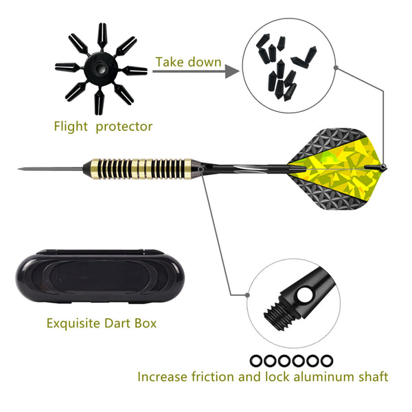 Steel Tip Darts Set,3 Pack Professional Dart with Aluminum Shafts and Darts Case