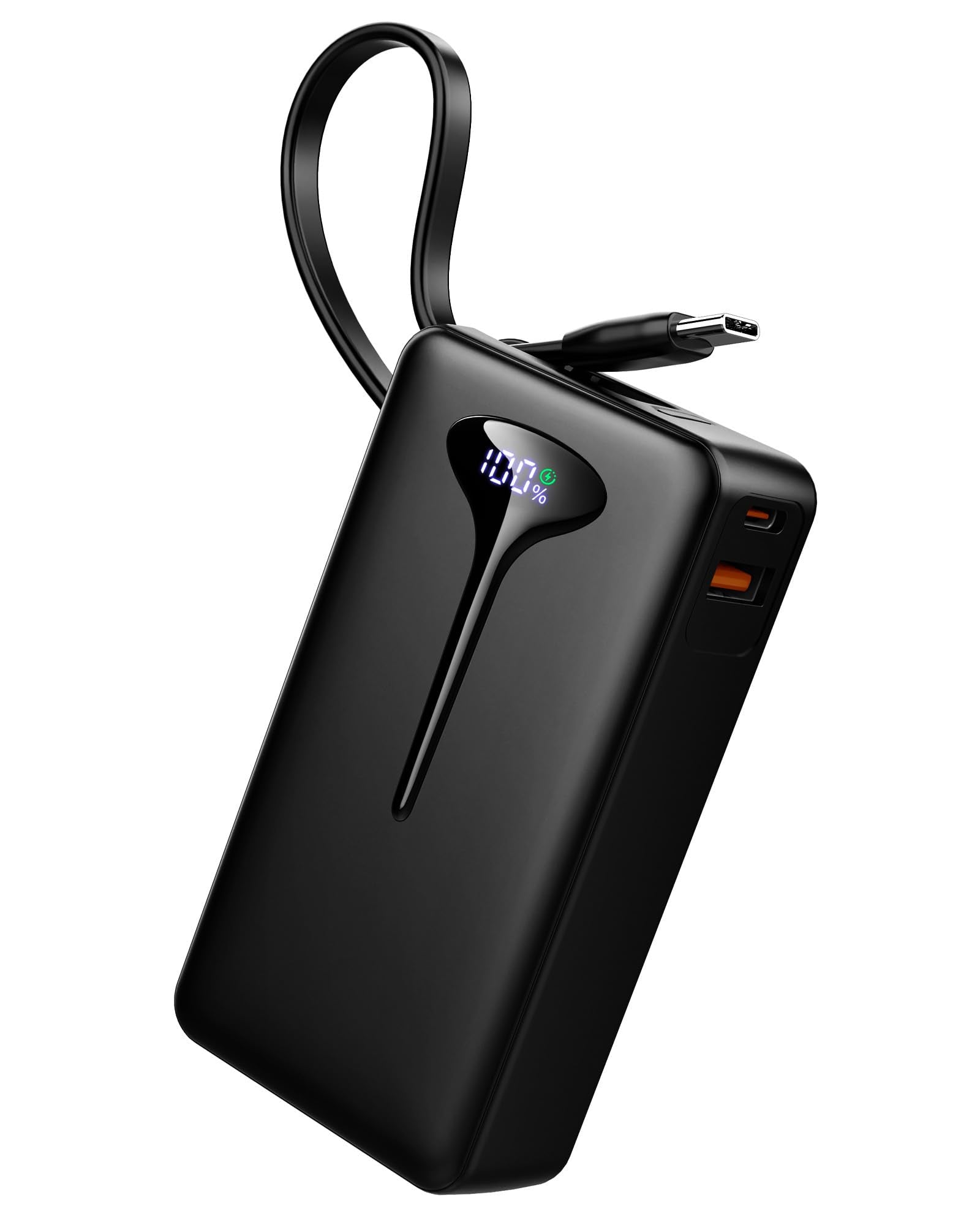 Power Bank Fast Charging, 22.5W Portable Charger 10000mAh, Small Battery Pack USB-C In & Out, Lightweight Powerbank with Built in Cable for iPhone 16/15/14/13/12, Samsung Galaxy, Xiaomi, Android etc