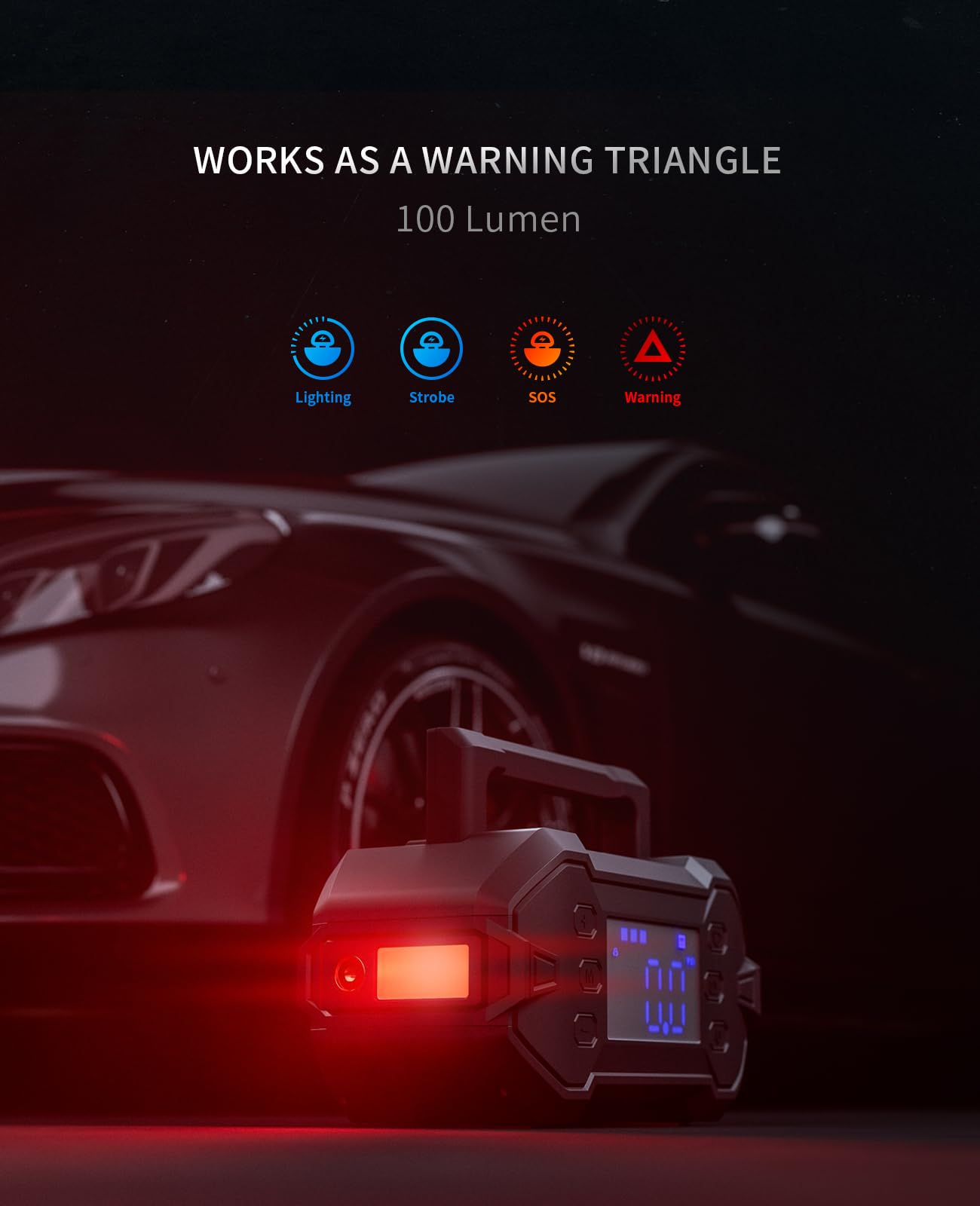 Jump Starter Power Pack Car Battery Starter 2000A 12V for 7.0L Gas & 6.5L Diesel with 12V/6A Output Extension Port, Portable Car Battery Booster 16000mAh Power Bank, High-Efficiency for All Weather