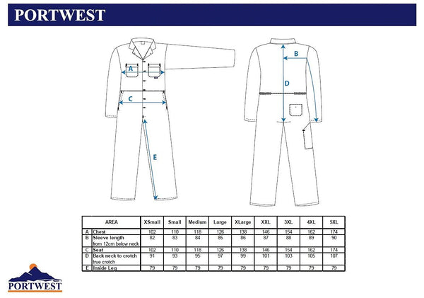Portwest S999 Men's Work Coveralls - Protective Polycotton Work Overalls Durable Workwear Boiler Suit for Mechanics Warehouse Garages DIY Navy, X-Large