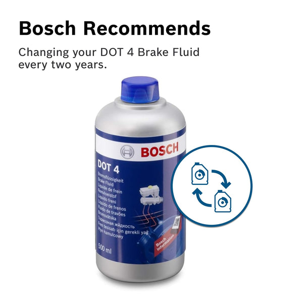 Bosch Brake Fluid DOT 4, 1 L - For Vehicles Manufactured before 2010 - Suitable for First Generation ABS Brakes