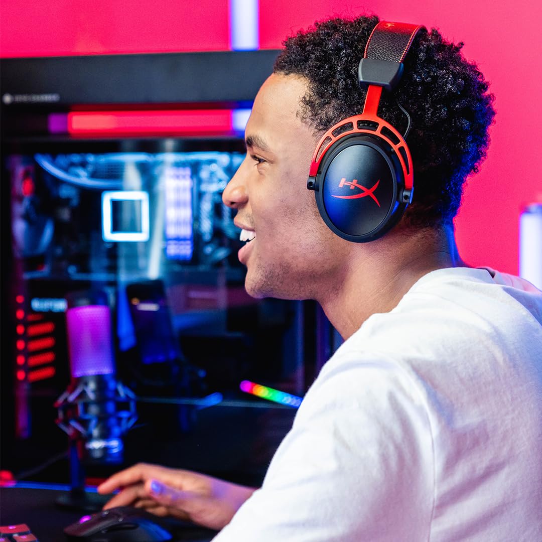 HyperX Cloud Alpha Wireless - Gaming Headset for PC, 300-hour battery life, DTS Headphone:X Spatial Audio, Memory foam, Dual Chamber Drivers, Noise-cancelling mic, Durable aluminium frame