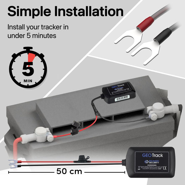 REWIRE SECURITY Geo Track Vehicle GPS Tracker - Real Time Tracker for Car, Motorhome, Van | Easy Install Into Vehicle Battery | Live Tracking with App | GPS Transmitter | Low-Cost Subscription