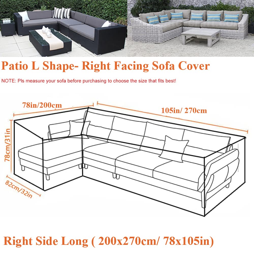Skyour Patio Furniture Sectional Couch Sofa Cover Weatherproof Heavy Duty 420D Oxford Outdoor L Shaped Sectional Garden Rattan Corner Sofa Furniture