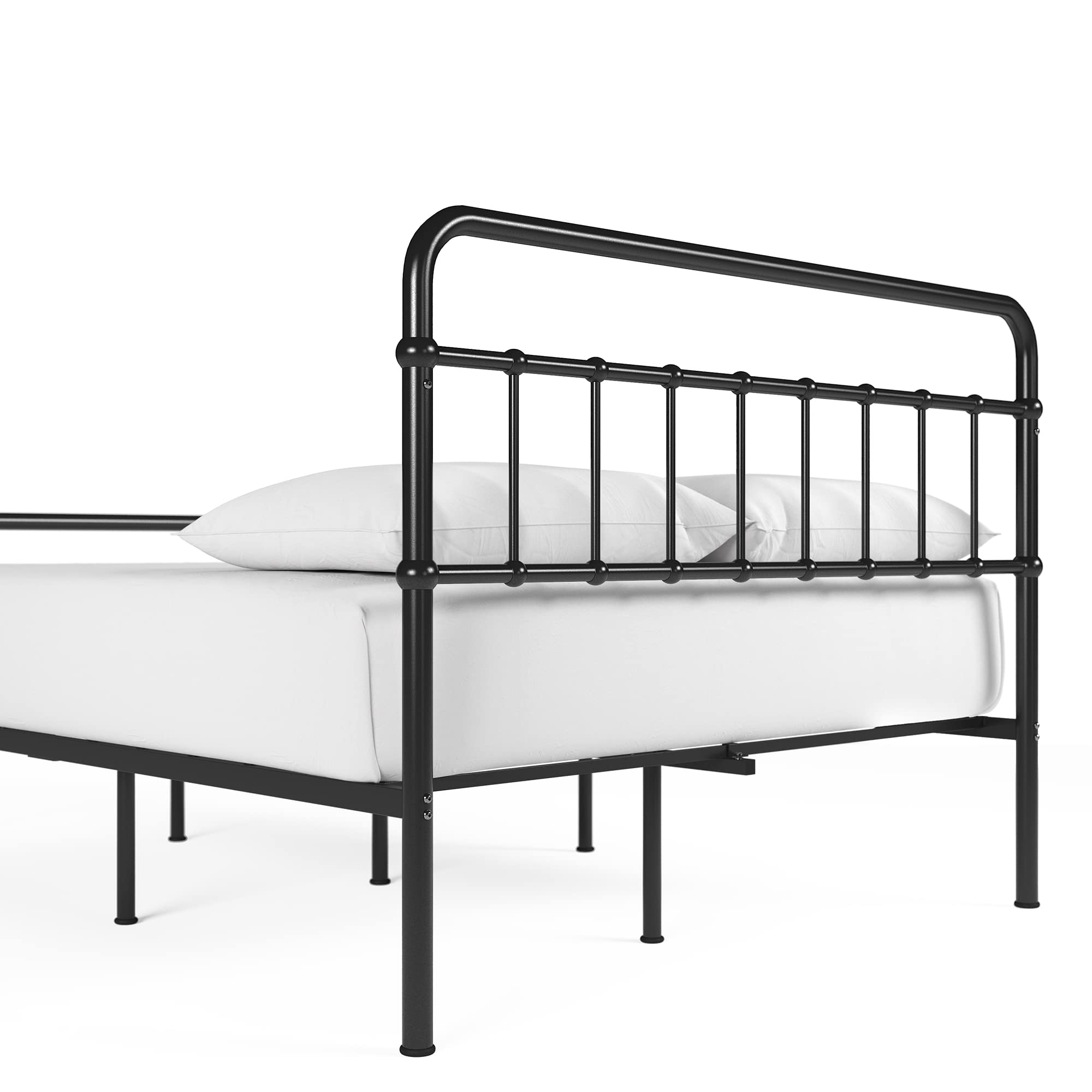 ZINUS Florence 3ft Single Bed Frame 90x190cm, Metal Platform Bed with Headboard and Footboard, Strong Steel Slat Support, Large Storage Space, Easy Assembly, Black