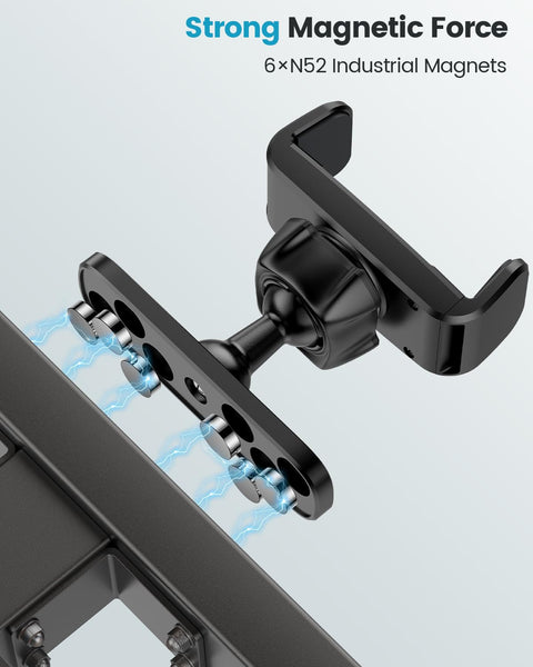 APPS2Car Magnetic Mount for GYM, 360 Adjustable Magnetic Phone golf Mount, Magnet Phone Holder Compatible with 4.7-6.5" Smartphones, Alloy Base and Joint, Black Cradle