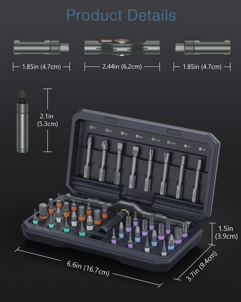 Ankilo 24 in 1 Magnetic Screwdriver Set, DIY Ratchet Screwdriver Set with Rotatable Ratchet Handle, Repair Tool Kit, Small Ratchet Set in case for Furniture Computer Bicycle, Best Gift for Father Day