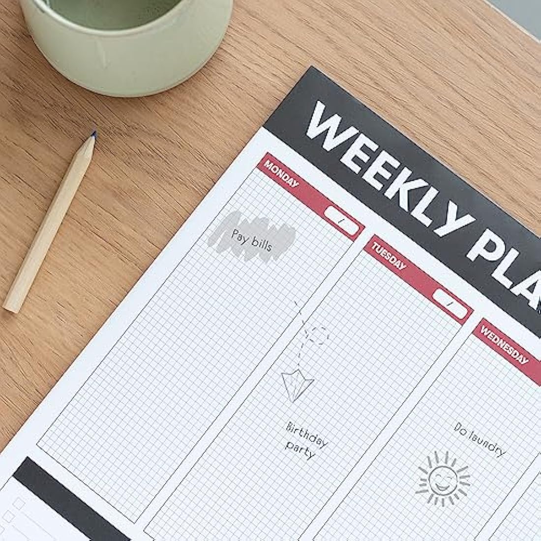 Grupo Erik Weekly Planner A3 | Undated Daily Planner Family, Desk Calendar, 54 Tear Off Pages A3 Notepad | Cute Stationery Gifts