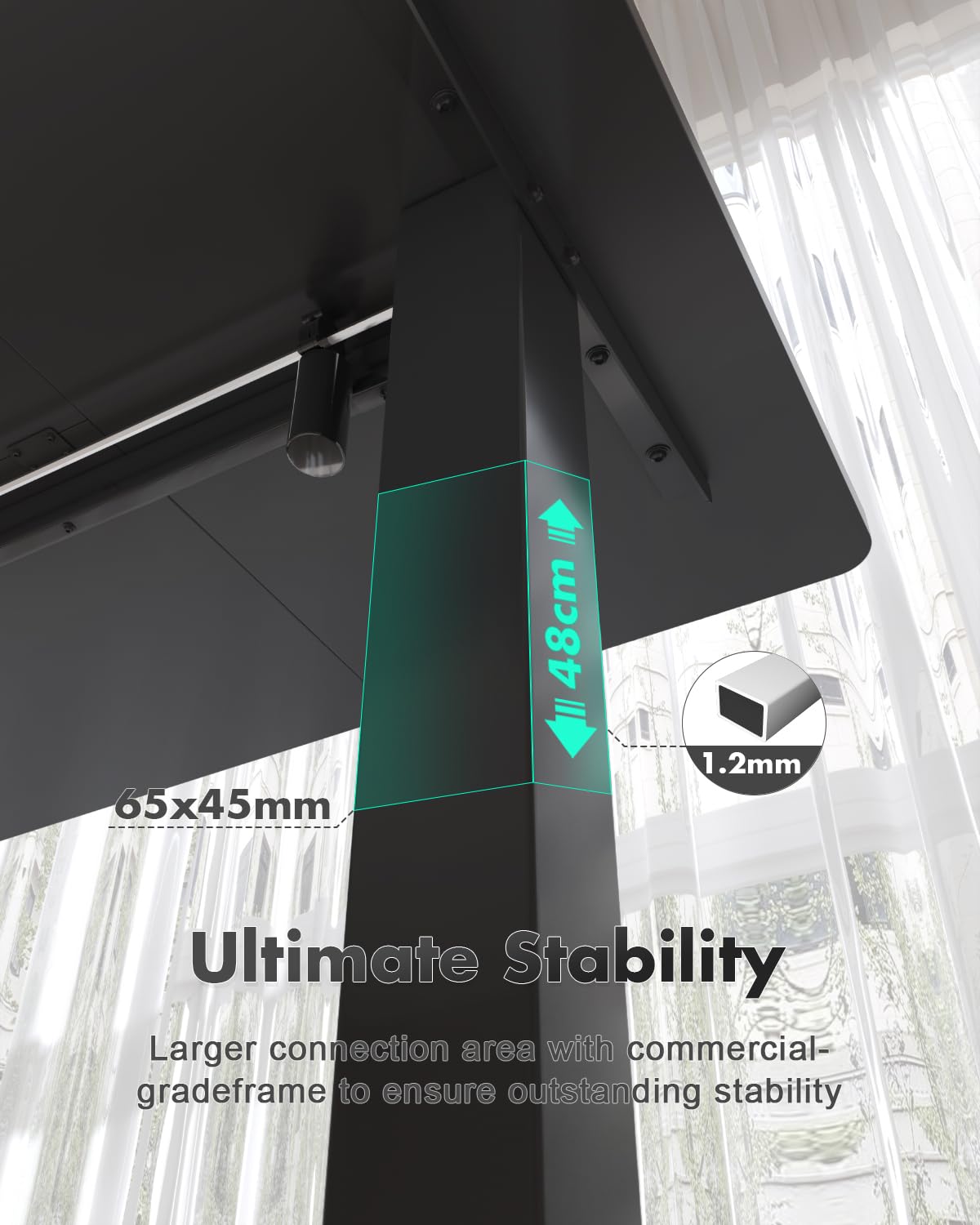 Devoko Electric Standing Desk 120x60cm Sit Stand Table Height Adjustable with Backpack Hook and Memory Smart Pannel, Home Office, White