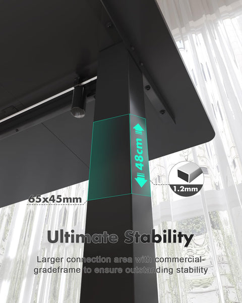 Devoko Electric Standing Desk 120x60cm Sit Stand Table Height Adjustable with Backpack Hook and Memory Smart Pannel, Home Office, White