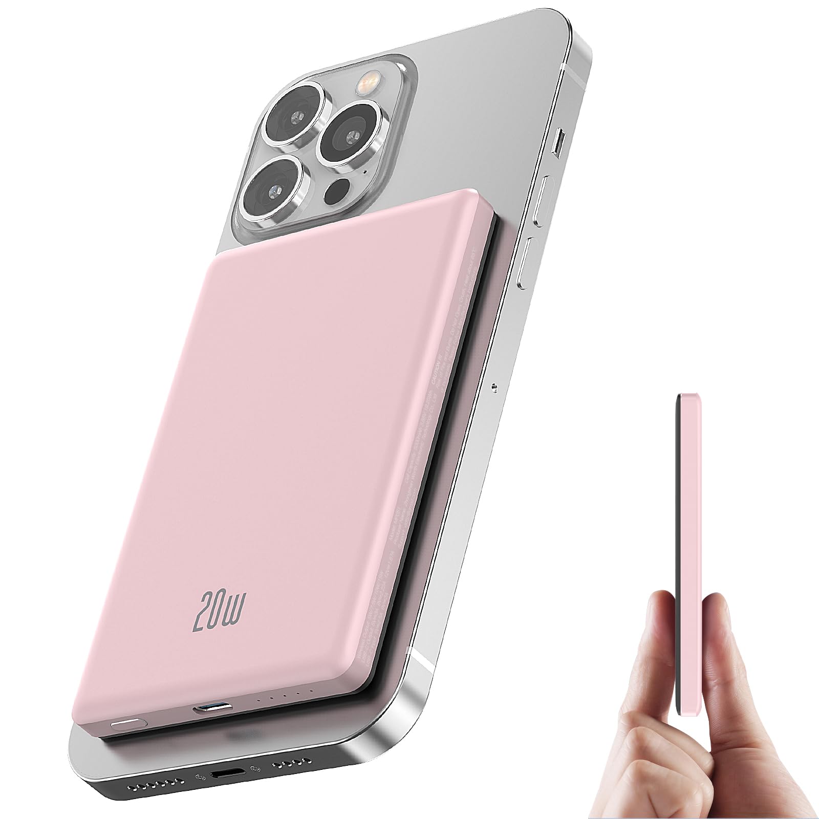 Ntaanoo Power Bank for Magsafe, Ultra Slim 5000mAh 20W Fast Charging Powerbank Wireless Magnetic Portable Charger,USB C in&Out PD 3.0 Phone Battery Pack,for iPhone 16/15/4/13/12 Mini Plus Pro Max