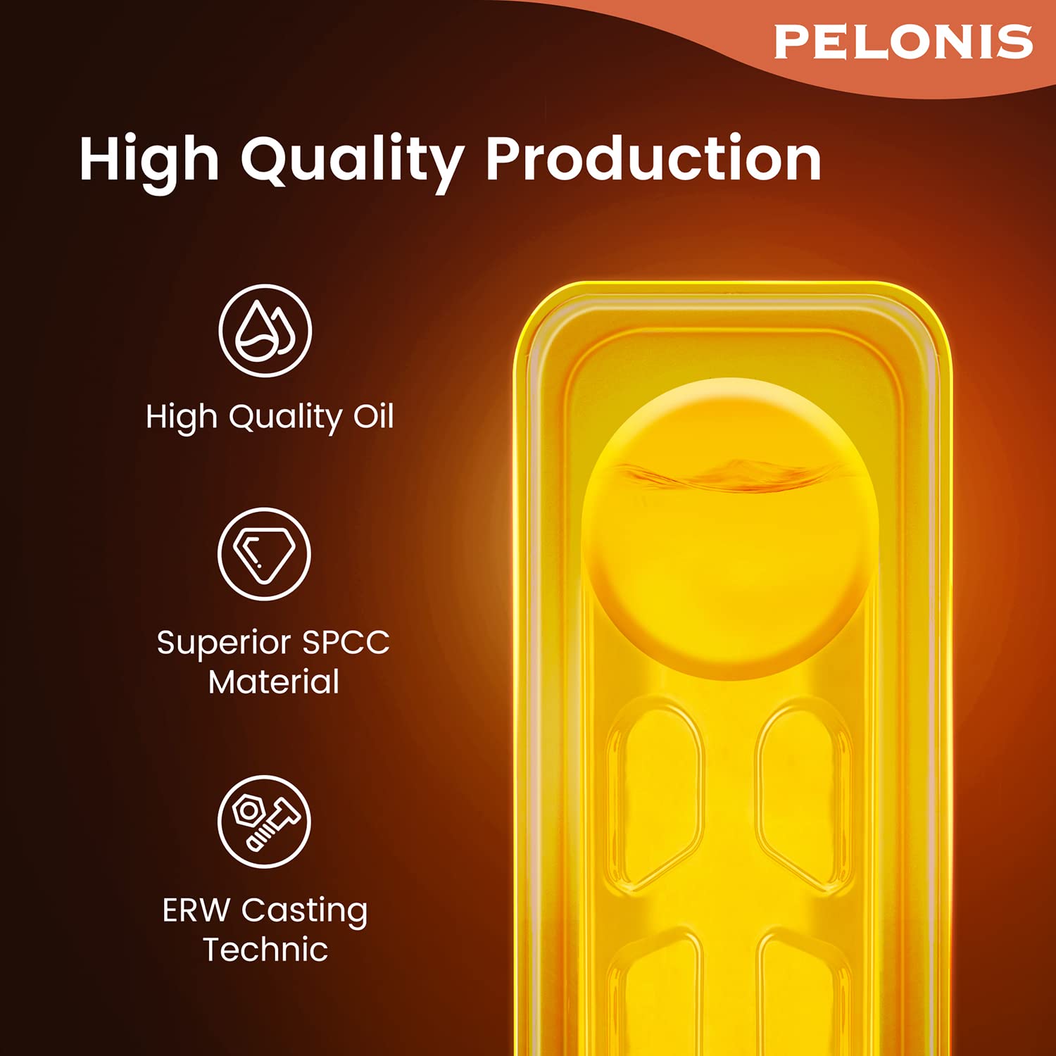 PELONIS Electric Radiator with Adjustable Thermostat and 3 Heat Settings, Oil Filled Heater with Overheat Protection (2500W, Knob Control)