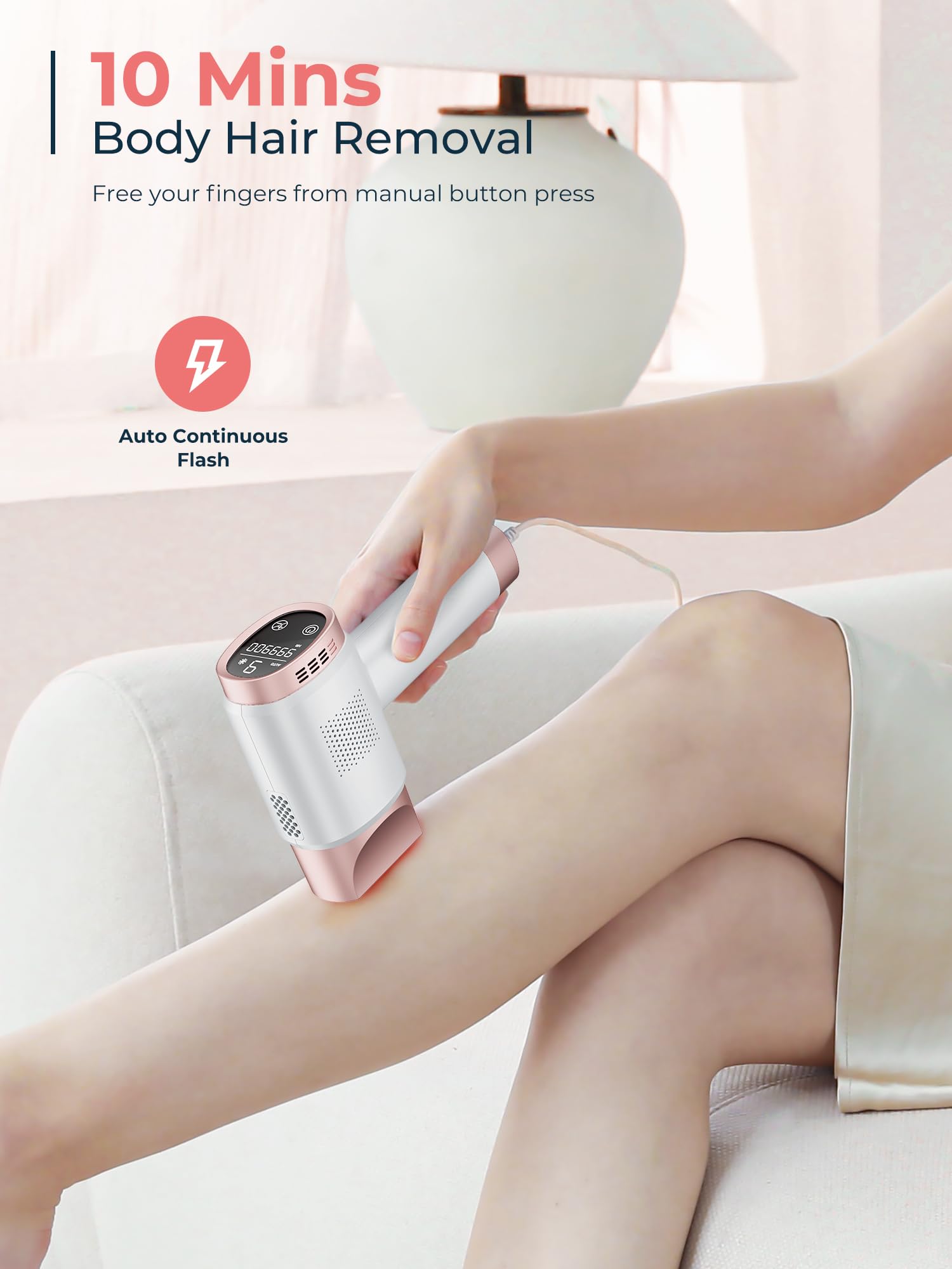 IPL Laser Hair Removal Device for Women Men, Painless Ice-Cooling Hair Remover Machine, 3 Functions, 9 Levels, at-Home Salon & Long Lasting Results for Face Bikini Line Armpits Leg Body, Rose