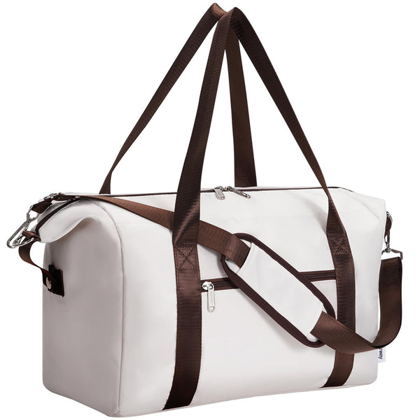 Narwey for Ryanair Cabin Bag 40x20x25 Underseat Ryan Air Bag Foladble Travel Duffel Hospital Carry on Hand Luggage Holdall Weekend Overnight Bag for Women and Men 20L (Beige with Green Straps)