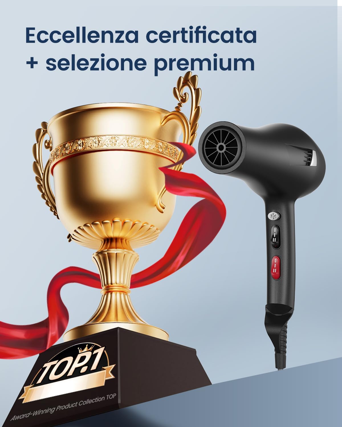 HappyGoo Hair Dryer Professional Ionic Hairdryer Fast Drying Salon with 2 Speed 3 Heat Setting, Cool Button, with Diffuser, Nozzle, Concentrator Comb for Women Man