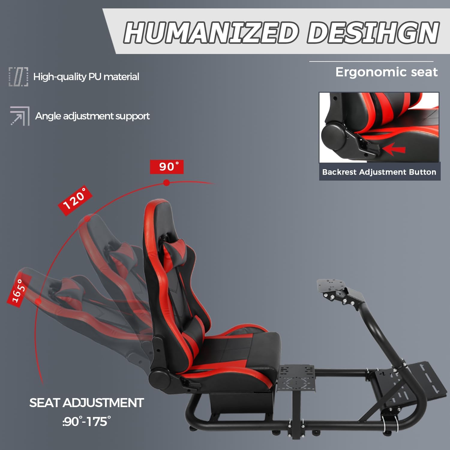 Minneer Racing Simulator Cockpit Universal Steering Wheel Stand with Seat suitable for Logitech G25 G27 G29 G920 G923 Thrustmaster T300 Fanatec, Racing wheel, Pedal not Include