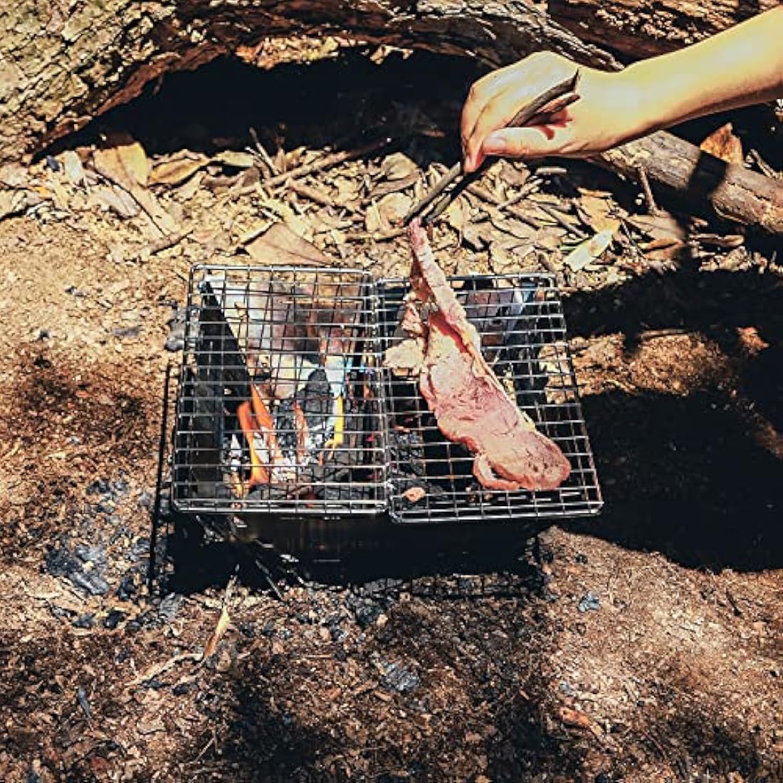 Fire-Maple Maverick Camping Wooden Burning Stove | Stainless Steel Square Firepit with Grill | Folding Fire Pit for Bonfire Backyard Patio Deck Camp Picnic (Square)