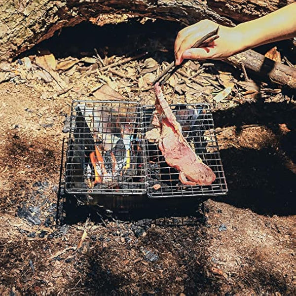 Fire-Maple Maverick Camping Wooden Burning Stove | Stainless Steel Square Firepit with Grill | Folding Fire Pit for Bonfire Backyard Patio Deck Camp Picnic (Square)