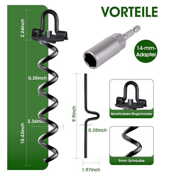 Ground Anchor - Metal Trampoline Anchor Use with Drill, Ground Anchor Trampoline for Camping Tents, Sheds, Trampoline, Swings, Pack of 8