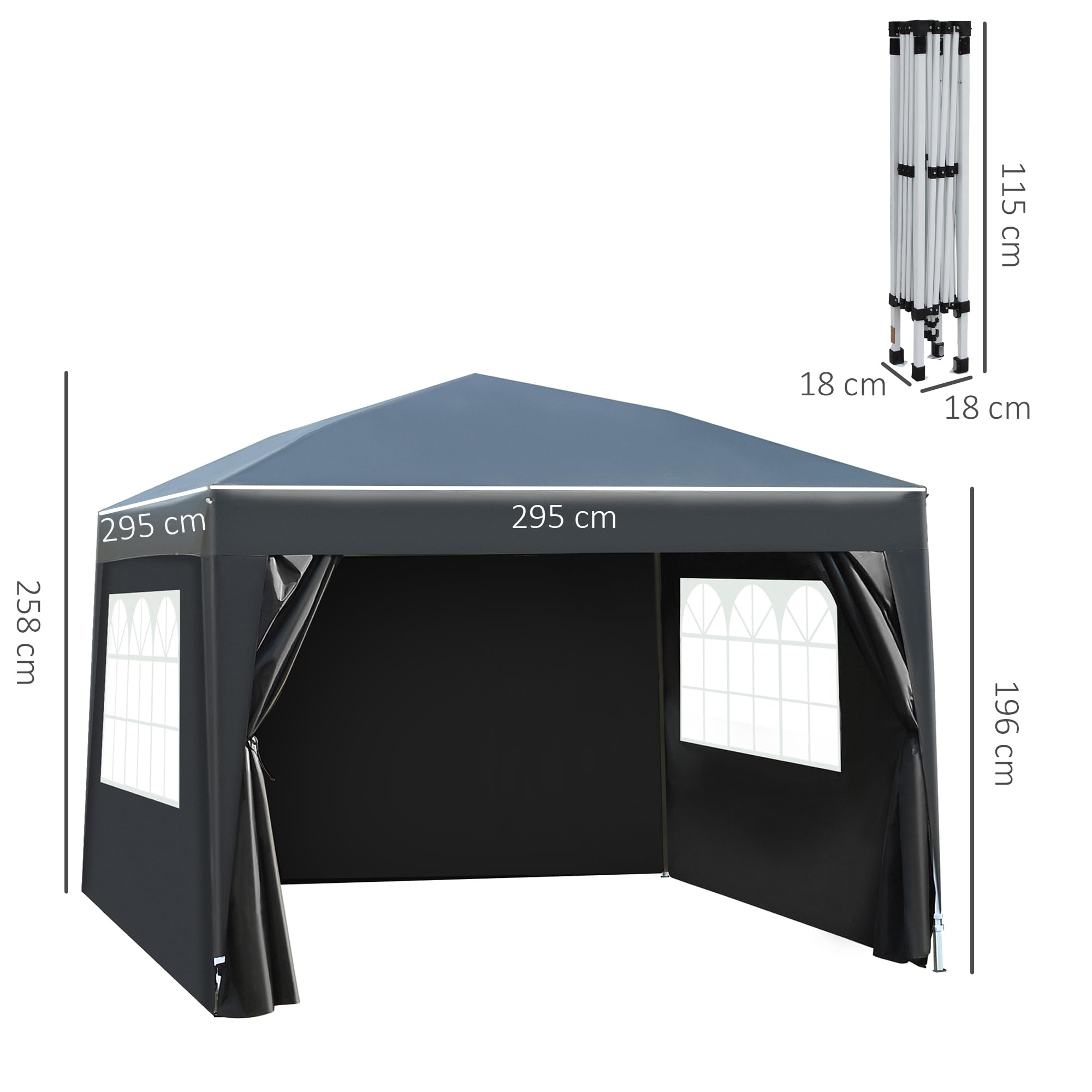 Outsunny 3 x 3(m) Pop Up Gazebo, Water and UV Resistant Party Tent Camping Canopy Marquee with Carry Bag, Blue