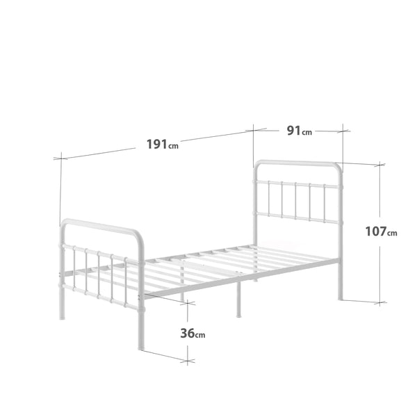 ZINUS Florence 3ft Single Bed Frame 90x190cm, Metal Platform Bed with Headboard and Footboard, Strong Steel Slat Support, Large Storage Space, Easy Assembly, Black