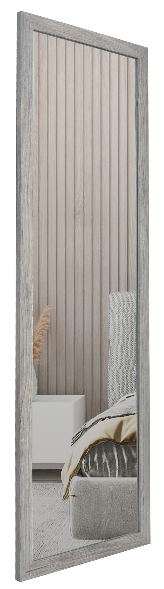 Home Selections Wooden Full Length Wall Mounted Mirror - Dark Wood - 35x110cm