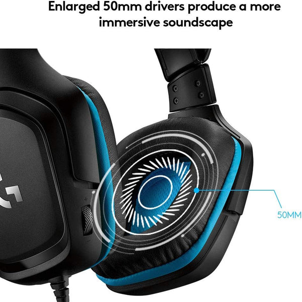 Logitech G432 Wired Gaming Headset, 7.1 Surround Sound, DTS Headphone:X 2.0, 50 mm Audio Drivers, USB and 3.5 mm Audio Jack, Flip-to-Mute Mic, Lightweight, PC/Mac/Xbox One/PS4/Nintendo Switch - Black