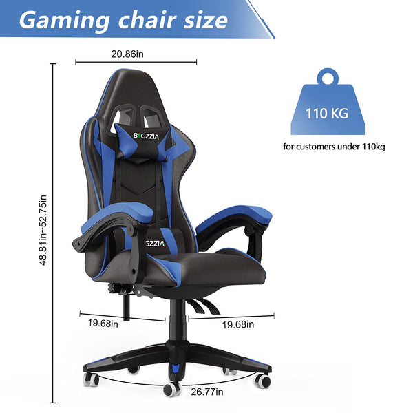 Racingreat Gaming Chair with Led Lights, Video Game Chair, Ergonomic RGB Gaming Chair for Adults, Height Adjustable Reclining Computer Chair with Headrest and Lumbar Support (With RGB, Black)