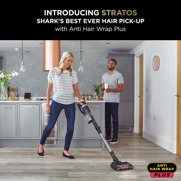 Shark Stratos Cordless Stick Vacuum Cleaner with Anti Hair Wrap Plus, Clean Sense IQ & Anti-Odour Technology, 60 Mins Run-Time, Removable Battery, Charcoal/Rose Gold IZ400UK