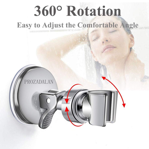 Shower Head Holder, Adjustable Removable Shower Wall Bracket, Shower Head Mount, 360° Rotation Adjustable Shower Bracket, Angle Adjustable Vacuum Suction Cup (Sliver-1)