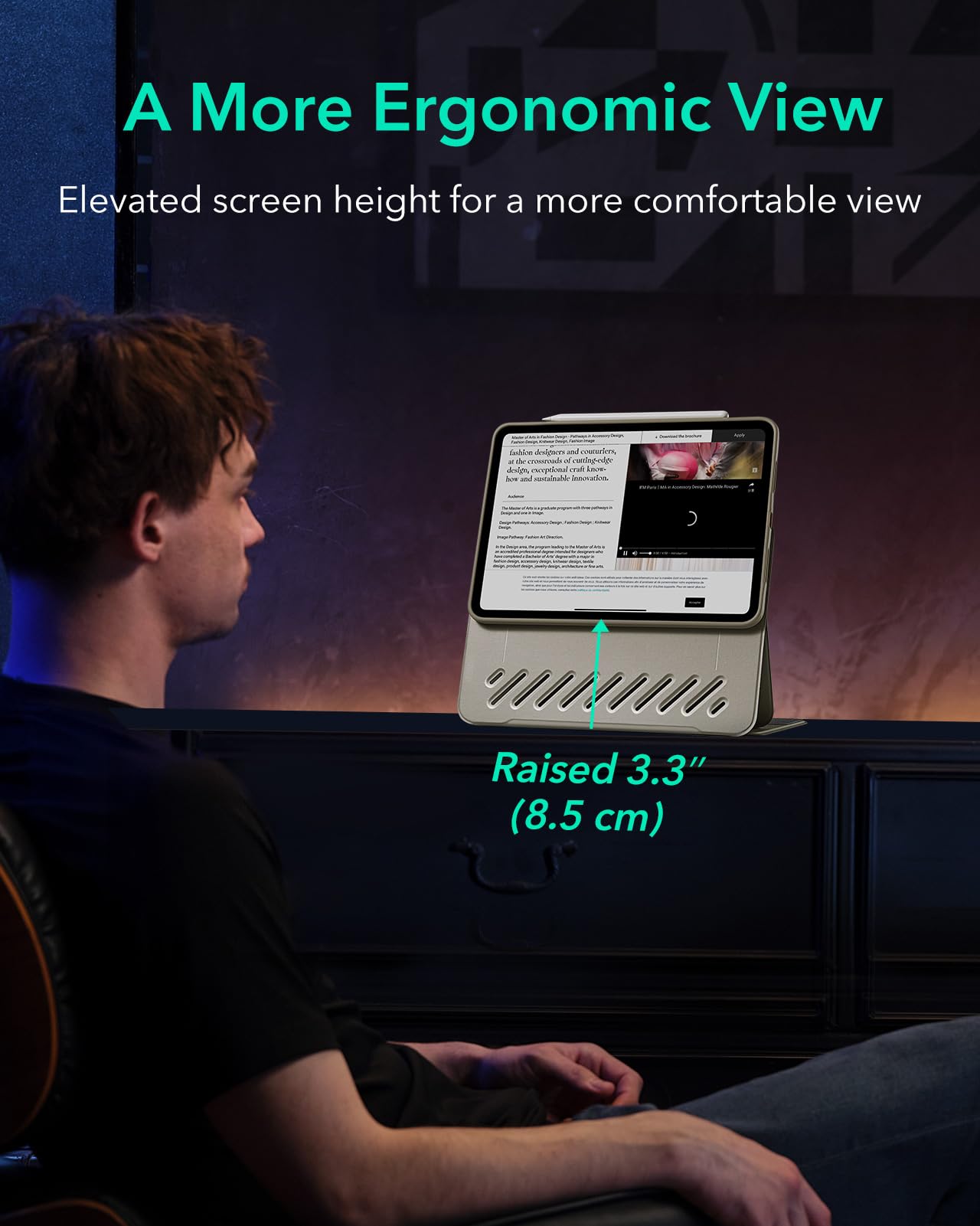 ESR for iPad Pro 12.9 Case (6th/5th Generation, 2022/2021), Removable Magnetic Cover, Adjustable Portrait/Landscape Stand with Raised Display View, 9 Standing Angles, Shift Series, Black