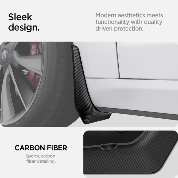 Spigen Tesla Model 3 WeatherBloc Mud Flaps Splash Guards, All-in-One [Paint Protection Film(3M PPF) and Installation kit], No Need to Drill Holes, Designed for Tesla Model 3 2021-2023 Accessories