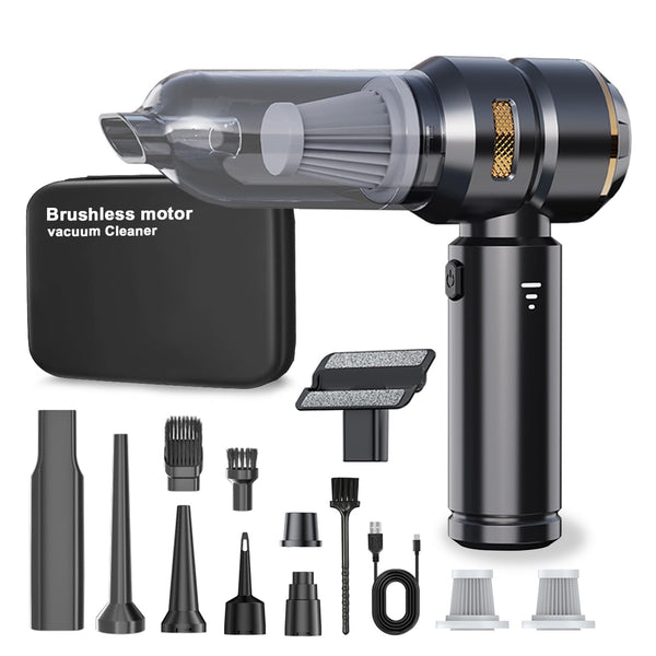 Lyiazsoy Car Vacuum Cleaner,22000PA High Power Mini Vacuum Cleaner,Rechargeable Handheld Vacuum,Portable Cordless Compressed Air Duster Air Blower for Car Home (Gold black)