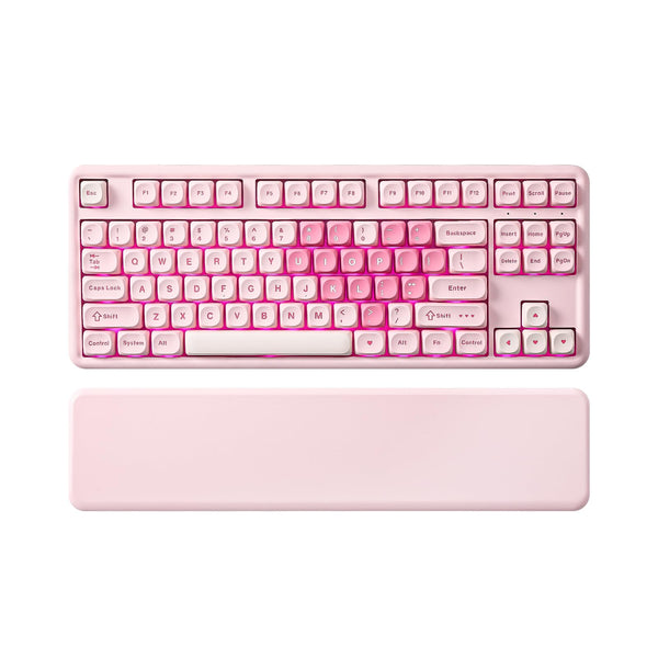 YUNZII B87 Wireless Mechanical Keyboard,QMK/VIA Software Custom Gaming,Gasket RGB Keyboard with Cute MOA Keycaps,Wrist Rest,BT5.0/2.4G/USB-C NKRO for Win/Mac (butter, milk v2 linear)