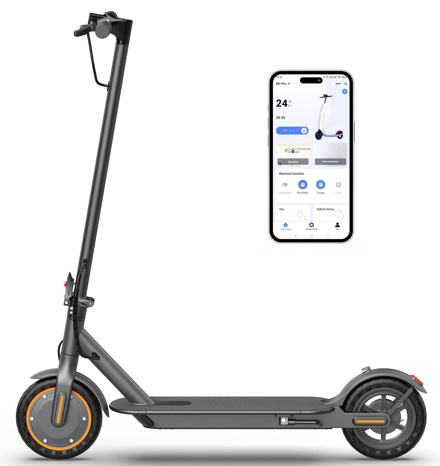 Electric Scooter, Electric Scooter Adult 350W with 25-35KM Range, Max Speed 25KM/H, 8.5" Solid Tire, Double Braking System for Adults and Teens