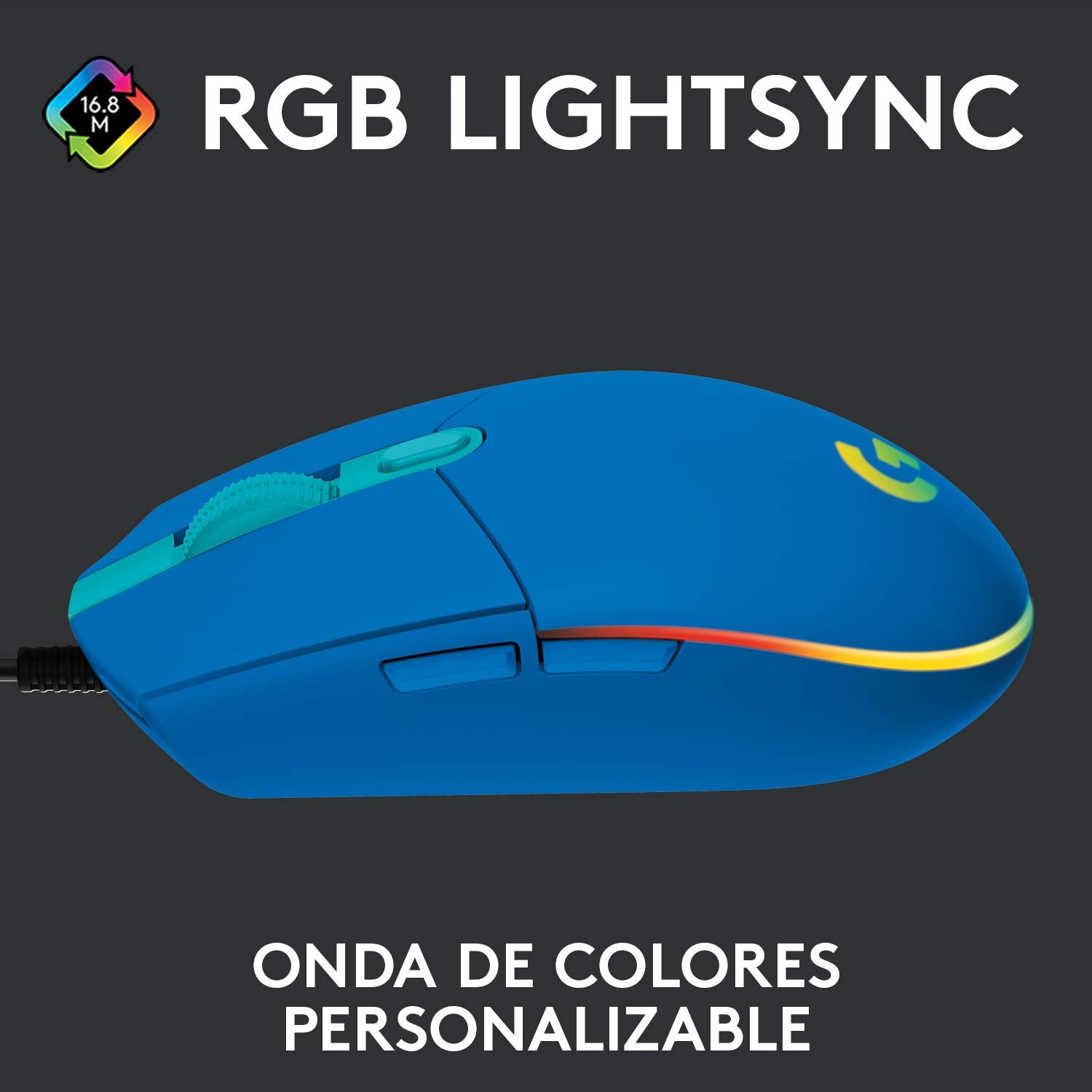 Logitech G203 LIGHTSYNC Gaming Mouse with Customizable RGB Lighting, 6 Programmable Buttons, Gaming Grade Sensor, 8K DPI Tracking, Lightweight - Lilac