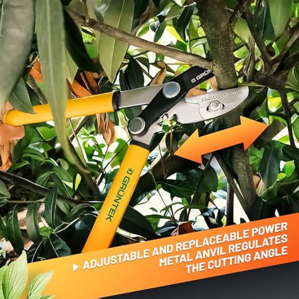 GRÜNTEK Anvil Pruning Loppers 470 mm, SHARP lopping shear GRIZZLY 470 mm, with Gear Drive cutting system. TWO in ONE Secateur and loppers !!