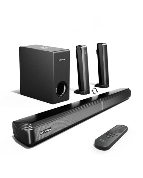 ULTIMEA 4.1ch Sound Bar for Smart TV with Subwoofer, App, Peak Power 200W, 2-in-1 Detachable Bluetooth 5.3 Soundbar, Bass Adjustable, 3 EQ Modes TV Sound Bar, ARC/Optical/Aux, Apollo S50 2025 Version