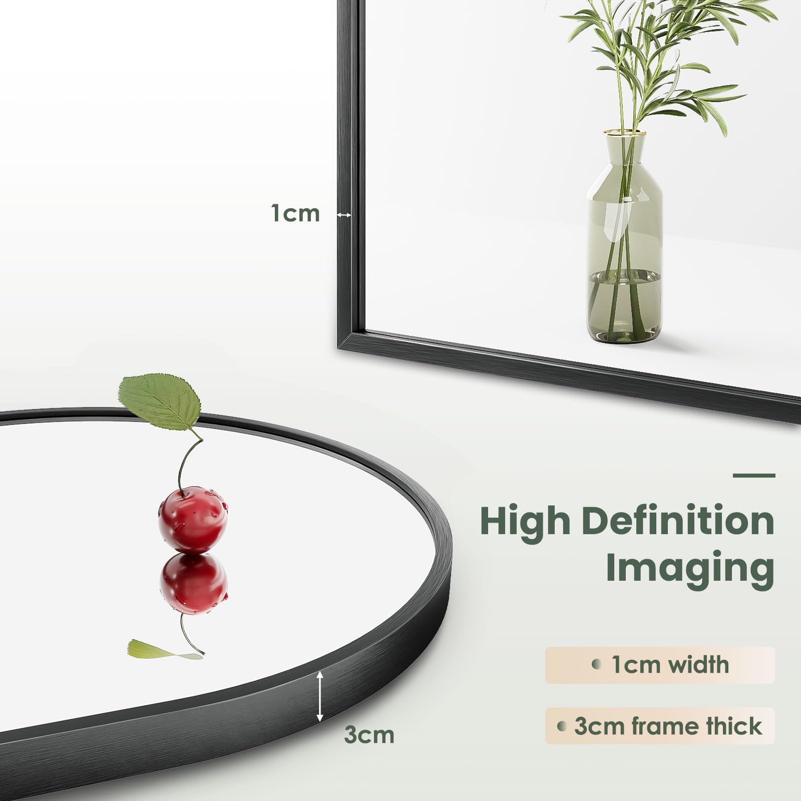 Dripex 50 x 75cm Arched Mirror, Arched Wall Mounted Mirror Home Decorative Bathroom Bedroom Living Room Dressing, Black