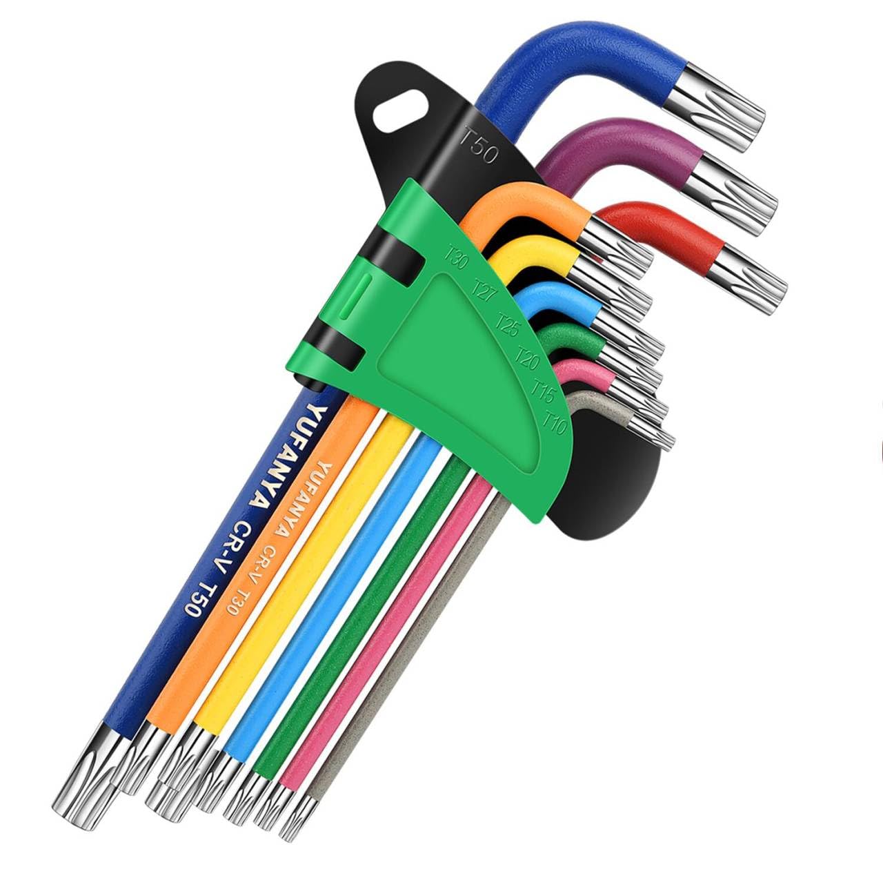 18PCS Allen Key Set,Metric Ball End Allen Hex Key Set and Torx/Star Key Set with Colour Coding,Sizes T10-T50,1.5mm-10mm for Furniture Assembly,Bike,Motorcycle Maintenance,Household DIY,Case Package
