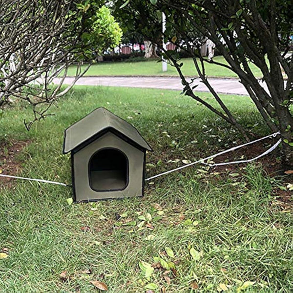 DEECOZY Outdoor Cat House for Outdoors, Dog Pets House, Winter Resistant, Foldable, Waterproof Cat House for Dogs, Cats, Rabbits (Army Green