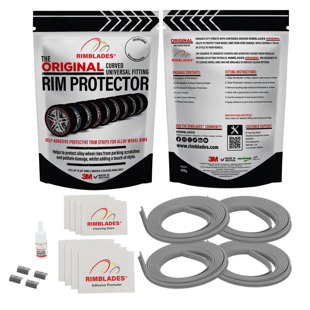 Rimblades Original Black Alloy Wheel Protectors - DIY | 9 Colours Available | Universal Fit for All Wheels | Durable Rim Guards | Car Wheel Scratch Protection | Rim Protection